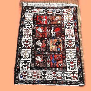 Silk Kilim-Sumak Geometric Area Rug Hand-Woven Tribal Carpet 38”x 27.5”